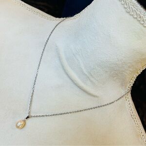 Handcrafted genuine fresh water pearl pendant on chain necklace